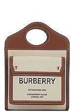 Burberry Canvas Pocket Bag in Natural & Malt Brown, view 1, click to view large image.