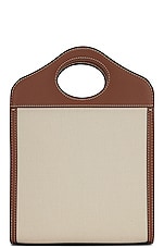 Burberry Canvas Pocket Bag in Natural & Malt Brown, view 3, click to view large image.