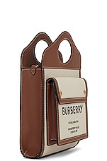 Burberry Canvas Pocket Bag in Natural & Malt Brown, view 4, click to view large image.