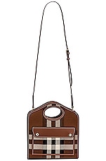 Burberry Mini Pocket Bag in Dark Birch Brown, view 1, click to view large image.