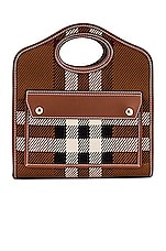 Burberry Mini Pocket Bag in Dark Birch Brown, view 3, click to view large image.