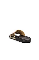 Burberry Furley Check Slides in Archive Beige, view 3, click to view large image.