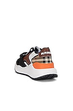 Burberry Ramsey Check Low Top Sneakers in Black & Archive Beige, view 3, click to view large image.