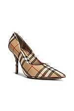 Burberry Aubri Pumps in Archive Beige Check, view 2, click to view large image.