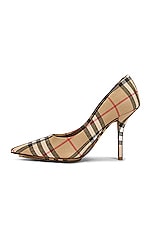 Burberry Aubri Pumps in Archive Beige Check, view 5, click to view large image.