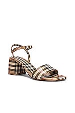 Burberry Cornwall Sandals in Archive Beige Check, view 2, click to view large image.