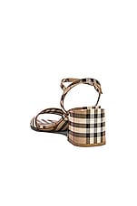 Burberry Cornwall Sandals in Archive Beige Check, view 3, click to view large image.