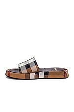 Burberry Buckingham Slides in Birch Brown IP Check, view 5, click to view large image.