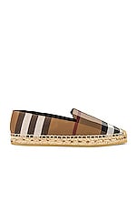 Burberry Alport Flat Espadrilles in Birch Brown Check, view 1, click to view large image.