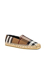Burberry Alport Flat Espadrilles in Birch Brown Check, view 2, click to view large image.
