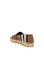 Burberry Alport Flat Espadrilles in Birch Brown Check, view 3, click to view large image.