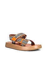 Burberry Eve Sandals in Gold Honey, view 2, click to view large image.