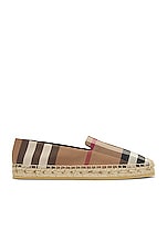 Burberry Alport Espadrille Sandals in Birch Brown Check, view 1, click to view large image.