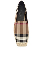 Burberry Alport Espadrille Sandals in Birch Brown Check, view 4, click to view large image.