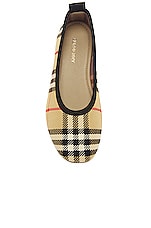 Burberry Ralf Ballerina Flats in Archive Beige IP Check, view 4, click to view large image.