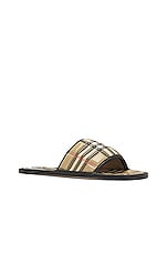 Burberry Alixa Flat Sandals in Archive Beige IP Check, view 2, click to view large image.