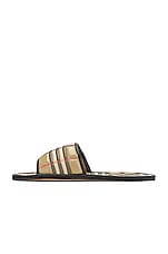 Burberry Alixa Flat Sandals in Archive Beige IP Check, view 5, click to view large image.