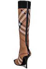 Burberry Dolman Check Knee High Boots in Birch Brown IP Check, view 3, click to view large image.