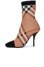 Burberry Dolman Check Ankle Boot in Birch Brown Check, view 5, click to view large image.