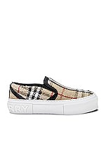 Burberry Curt Check Sneaker in Archive Beige Check, view 1, click to view large image.