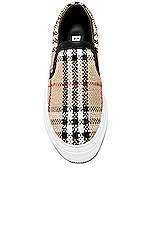 Burberry Curt Check Sneaker in Archive Beige Check, view 4, click to view large image.