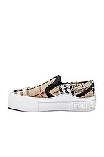 Burberry Curt Check Sneaker in Archive Beige Check, view 5, click to view large image.