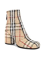 Burberry Anita 85 Low Boot in Archive Beige Check, view 2, click to view large image.