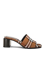 Burberry Wilma Sandal in Dark Birch Brown Check, view 1, click to view large image.