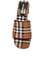 Burberry Wilma Sandal in Dark Birch Brown Check, view 4, click to view large image.