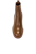 Burberry Leather Ankle Boot in Dark Birch Brown, view 4, click to view large image.