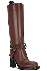Burberry Stirrup High Boot in Walnut, view 2, click to view large image.