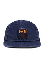 By Parra Fast Food Logo 6 Panel Hat in Navy Blue, view 1, click to view large image.
