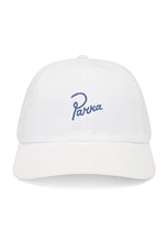 By Parra Script Logo 6 Panel Hat in White, view 1, click to view large image.