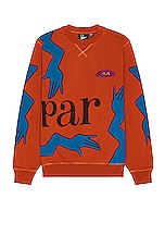 By Parra Early Grab Crewneck in Sienna Orange, view 1, click to view large image.
