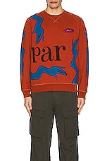 By Parra Early Grab Crewneck in Sienna Orange, view 4, click to view large image.