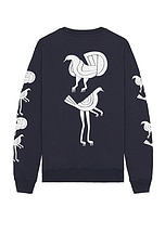 By Parra Fancy Pigeon Crew Neck Sweatshirt in Midnight Blue, view 2, click to view large image.