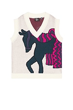 By Parra Knitted Horse Spencer Vest in Off White, view 1, click to view large image.