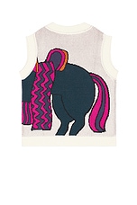 By Parra Knitted Horse Spencer Vest in Off White, view 2, click to view large image.