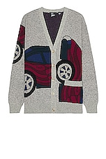 By Parra No Parking Knitted Cardigan in Grey Melange, view 1, click to view large image.