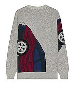 By Parra No Parking Knitted Cardigan in Grey Melange, view 2, click to view large image.