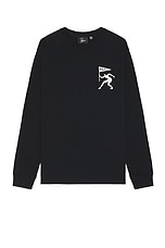 By Parra Neurotic Flag Long Sleeve T-shirt in Black, view 2, click to view large image.