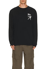 By Parra Neurotic Flag Long Sleeve T-shirt in Black, view 3, click to view large image.