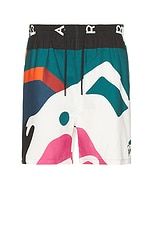 By Parra Beached In White Swim Shorts in Multi, view 1, click to view large image.