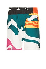 By Parra Beached In White Swim Shorts in Multi, view 2, click to view large image.