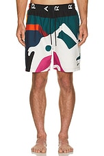 By Parra Beached In White Swim Shorts in Multi, view 3, click to view large image.