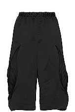 COMME des GARCONS BLACK Heavy Satin Short in Black, view 1, click to view large image.