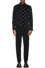 COMME des GARCONS BLACK Checkered Flock Jacket in Black & Black, view 4, click to view large image.