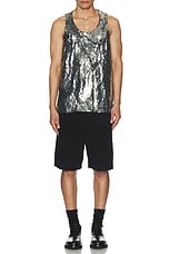 COMME des GARCONS BLACK Sequin Georgette Tank in Black & Silver, view 5, click to view large image.
