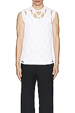 COMME des GARCONS BLACK Mesh Tank in White, view 3, click to view large image.