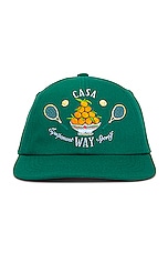 Casablanca Casa Way Embroidered Cap in Evergreen, view 1, click to view large image.